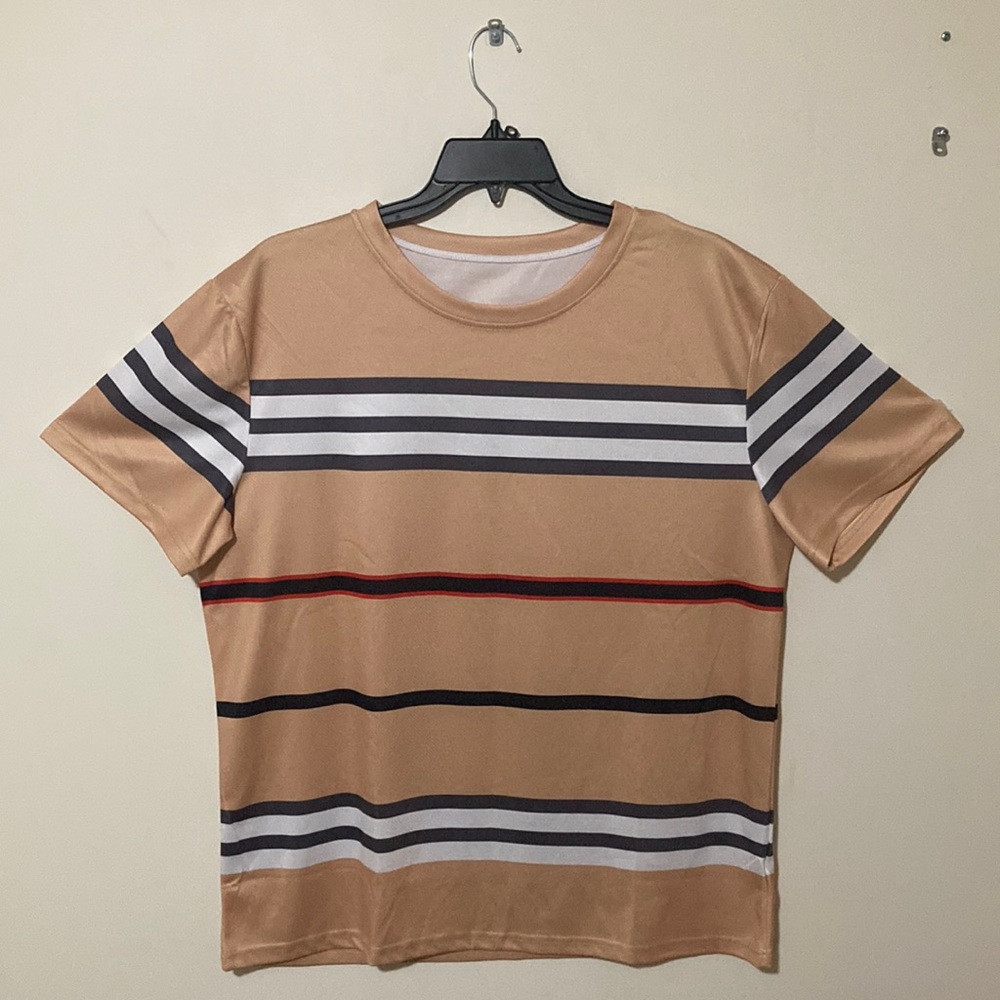 Men's Striped Tan T-Shirt